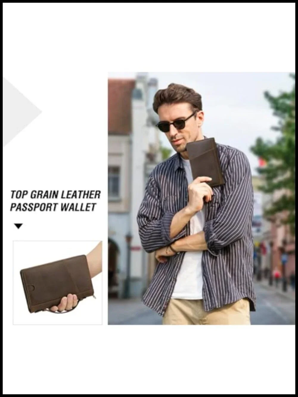Top Grain Leather Passport Wallet RFID Blocking for Men Women Travel